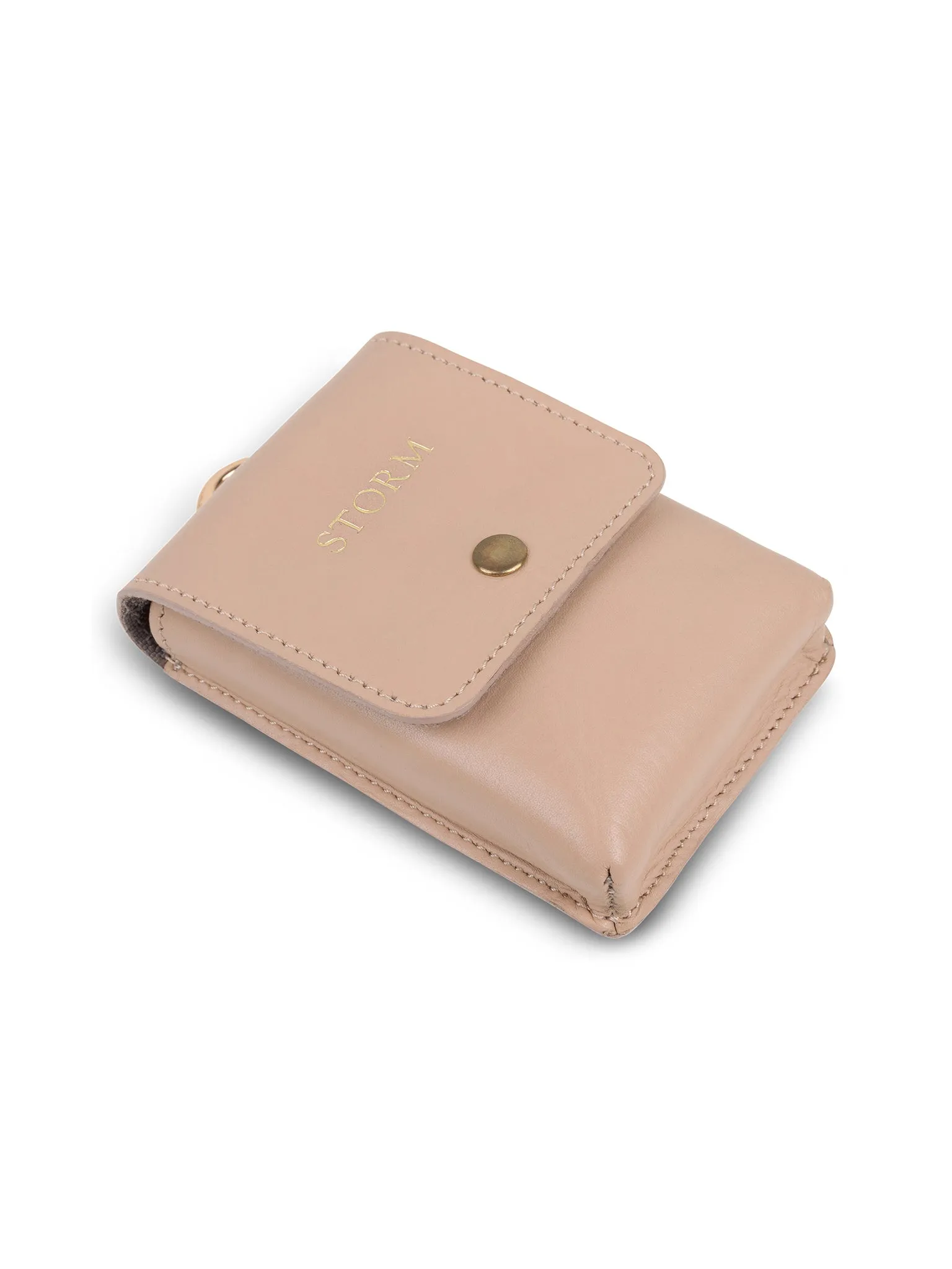 Leather Poop Bag Holder Beige