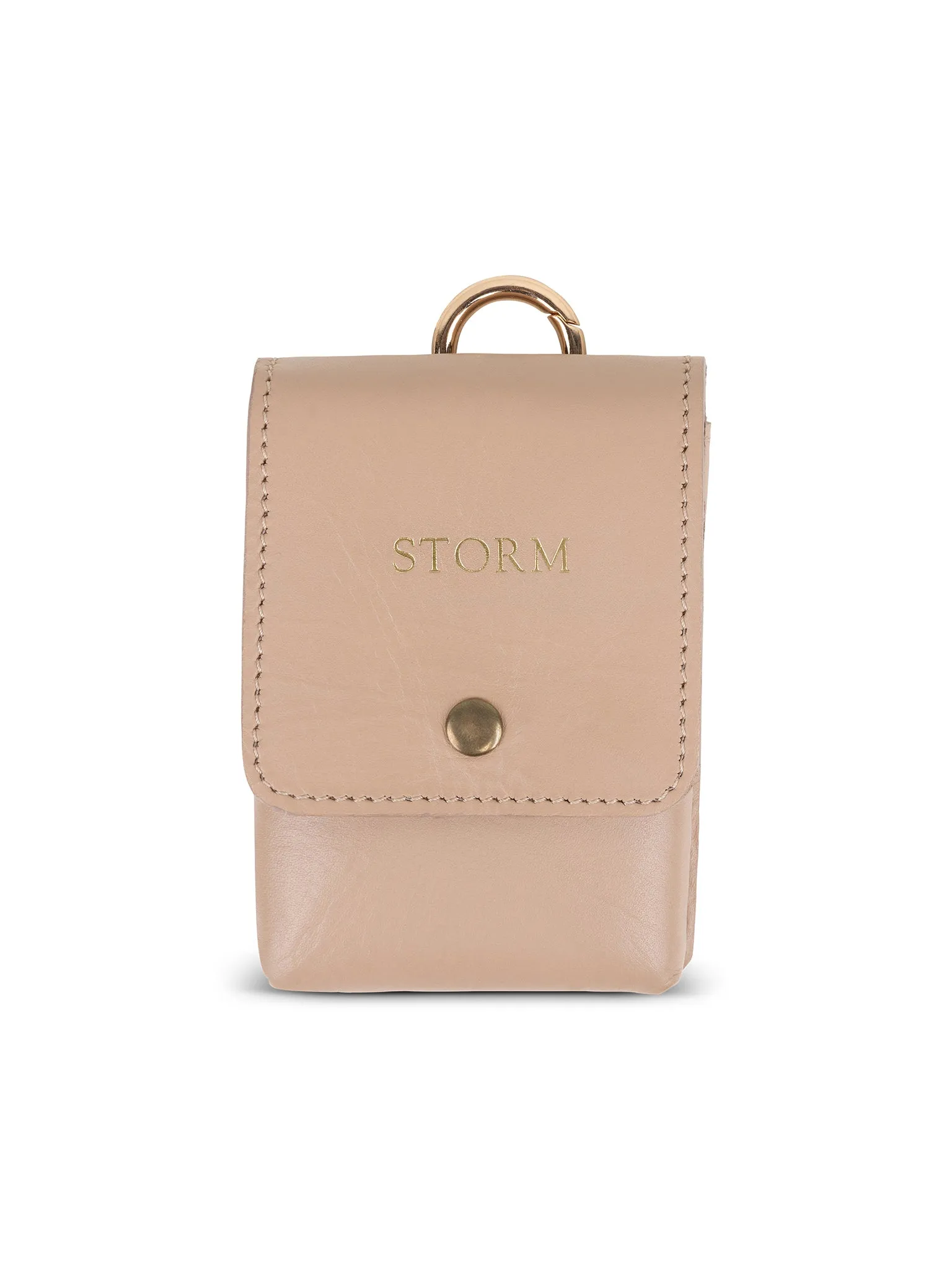 Leather Poop Bag Holder Beige