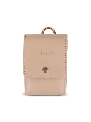 Leather Poop Bag Holder Beige