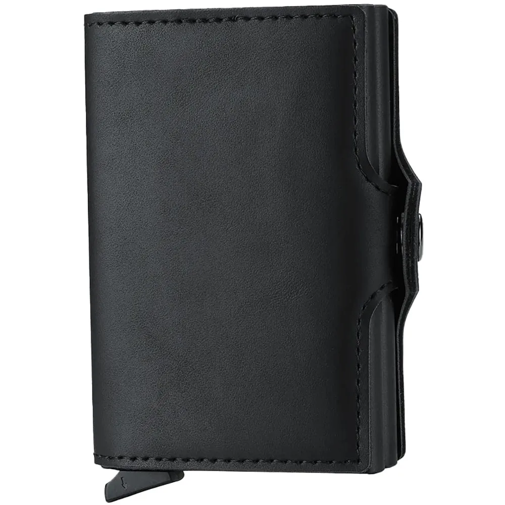 Leather Wallet Business Card Holder (Dual Pop-up Card Case Wallet)