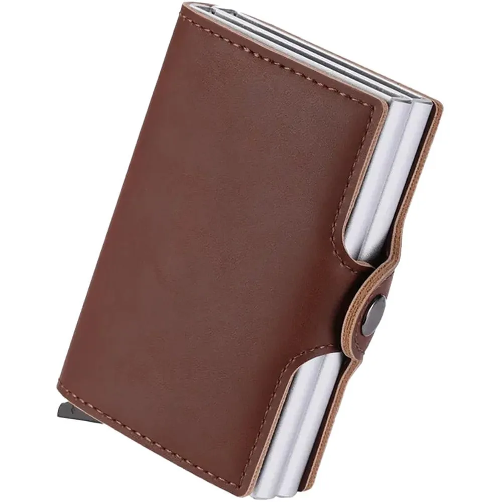 Leather Wallet Business Card Holder (Dual Pop-up Card Case Wallet)