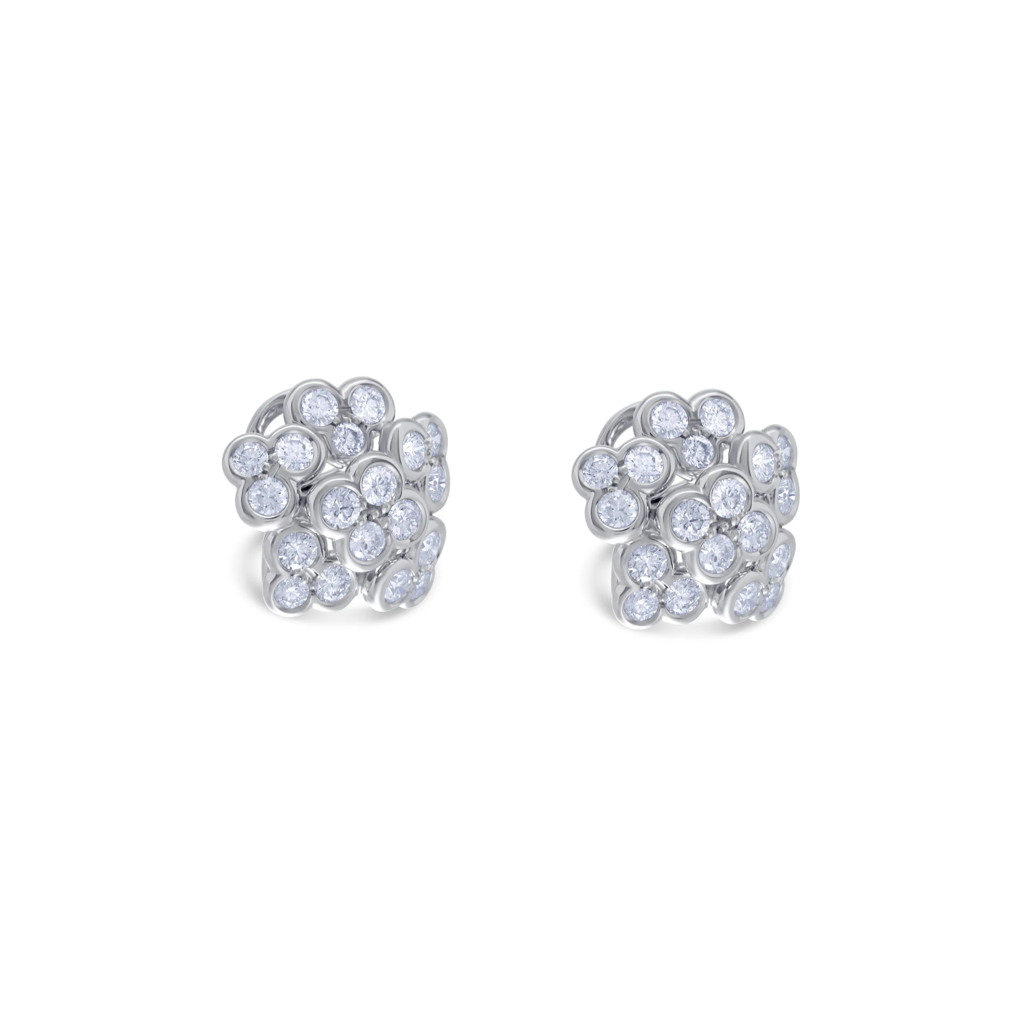 Leo Pizzo 18k White Gold Diamond Flower Design Drop Earrings