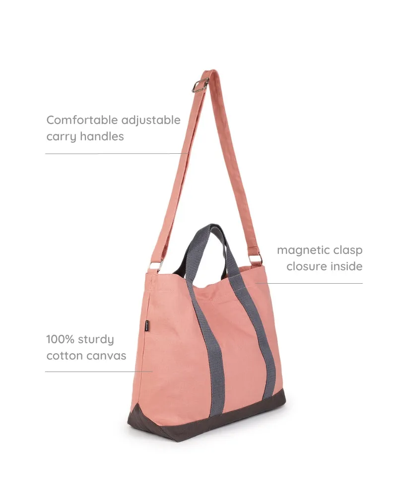 Light Rose Canvas Crossbody Tote Bag