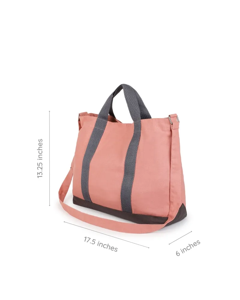 Light Rose Canvas Crossbody Tote Bag