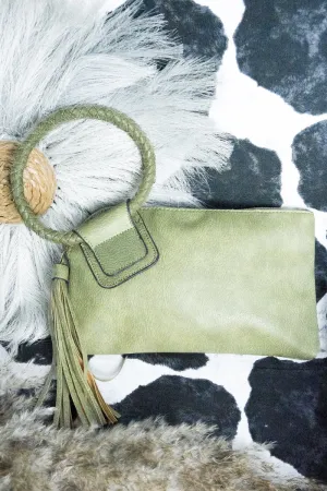 Lime Faux Leather Bangle Clutch