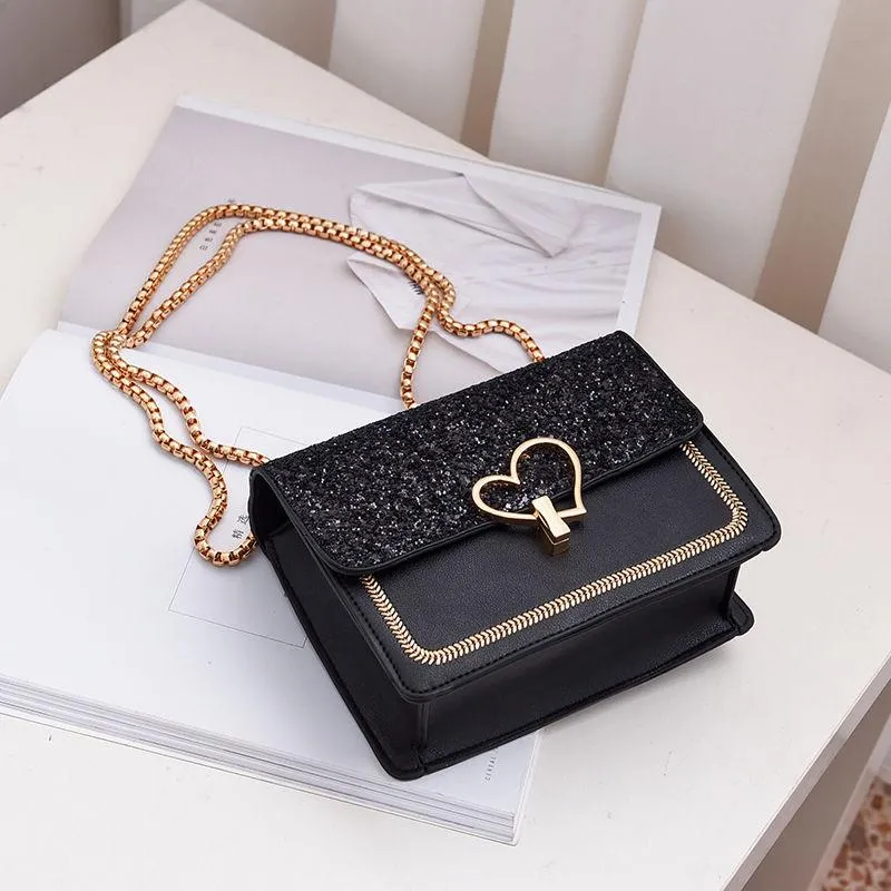 Little Fashion Shoulder Bags with Gold Plated Chain Handbag