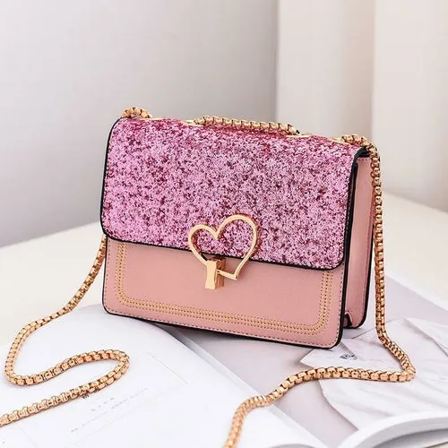 Little Fashion Shoulder Bags with Gold Plated Chain Handbag