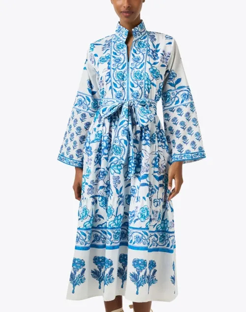Liza White and Blue Print Dress