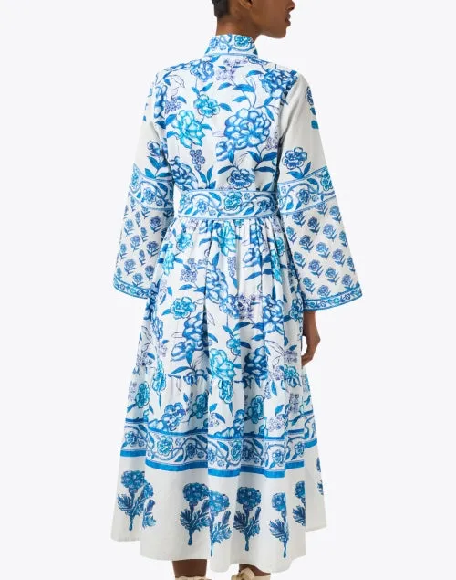 Liza White and Blue Print Dress
