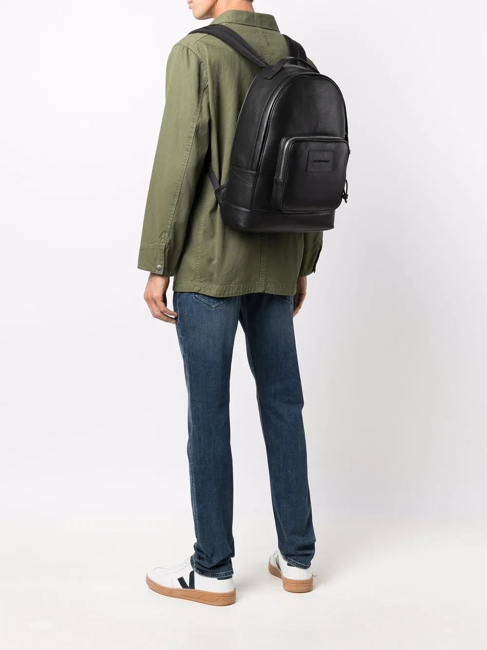 Logo leather backpack
