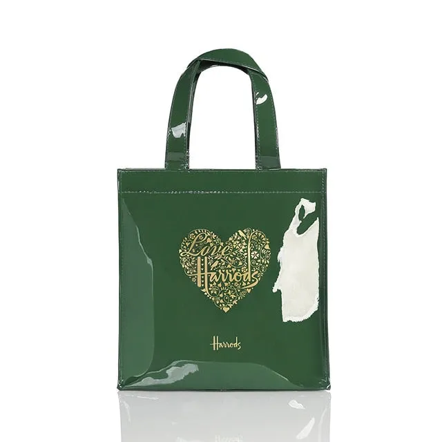 London Style PVC Reusable Shopping Bag Women's Bag Eco Friendly Small Signature Shopper Bag Waterproof Handbag Shoulder Bag