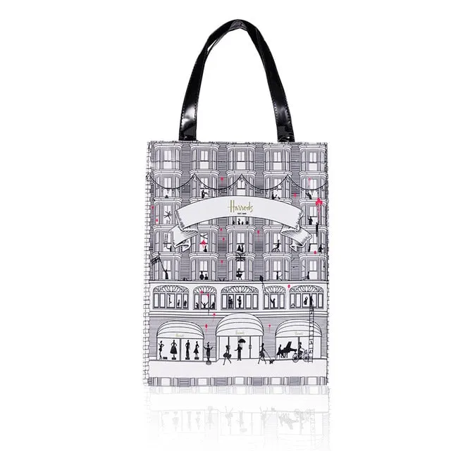 London Style PVC Reusable Shopping Bag Women's Bag Eco Friendly Small Signature Shopper Bag Waterproof Handbag Shoulder Bag