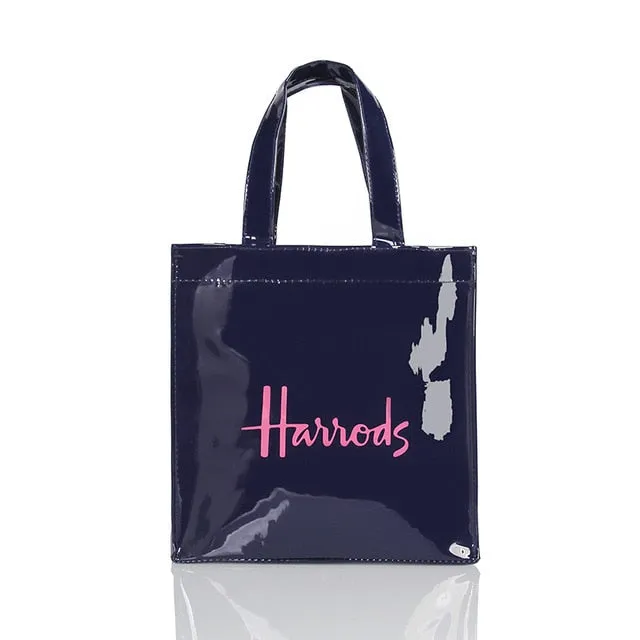 London Style PVC Reusable Shopping Bag Women's Bag Eco Friendly Small Signature Shopper Bag Waterproof Handbag Shoulder Bag