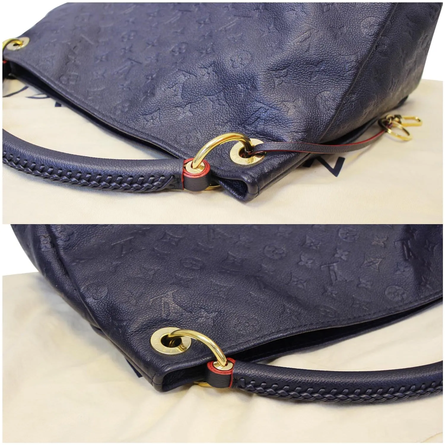 LOUIS VUITTON Artsy MM Empreinte Leather Shoulder Bag Navy Blue
