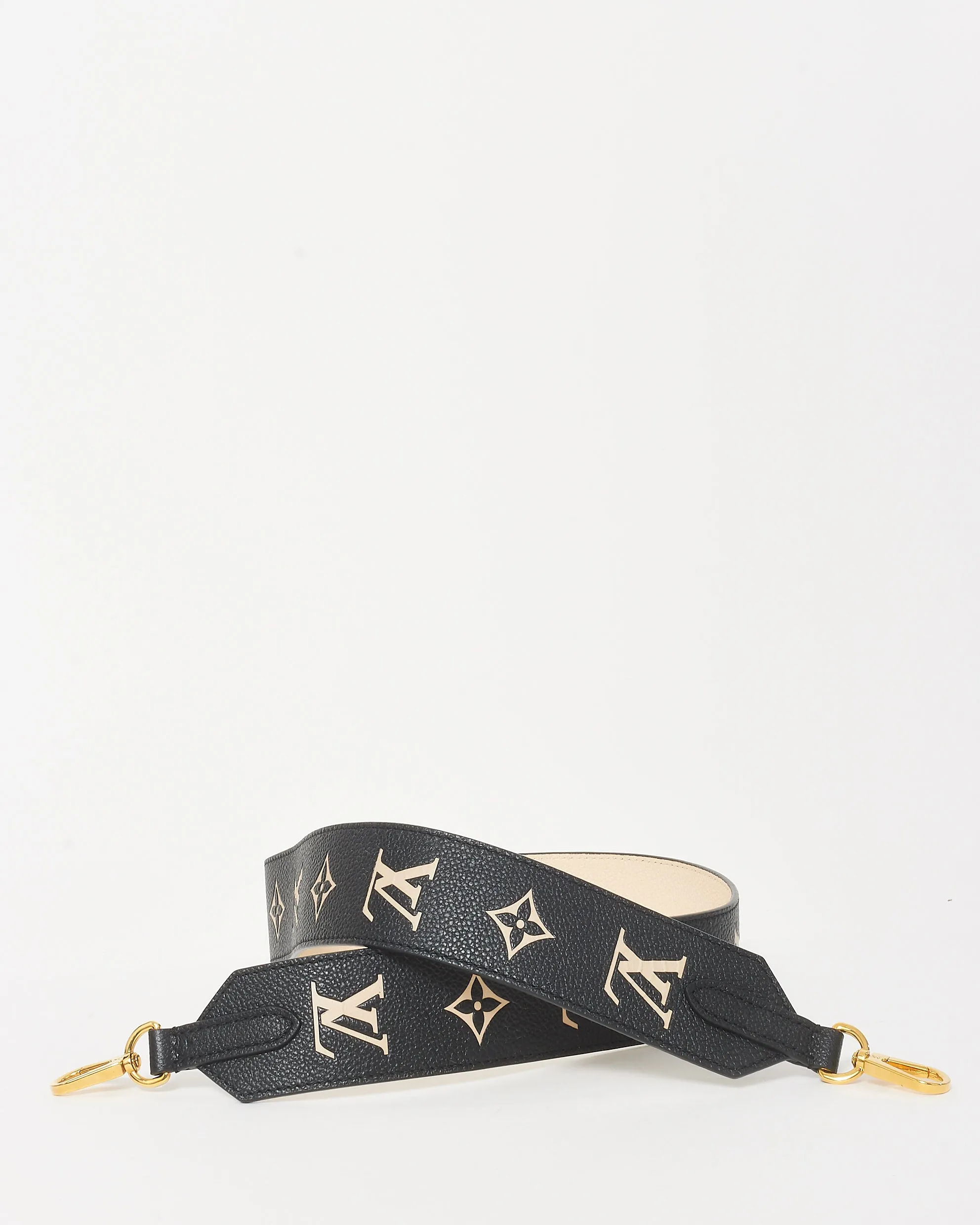 Louis Vuitton Black & Cream Monogram Empreinte Leather Strap