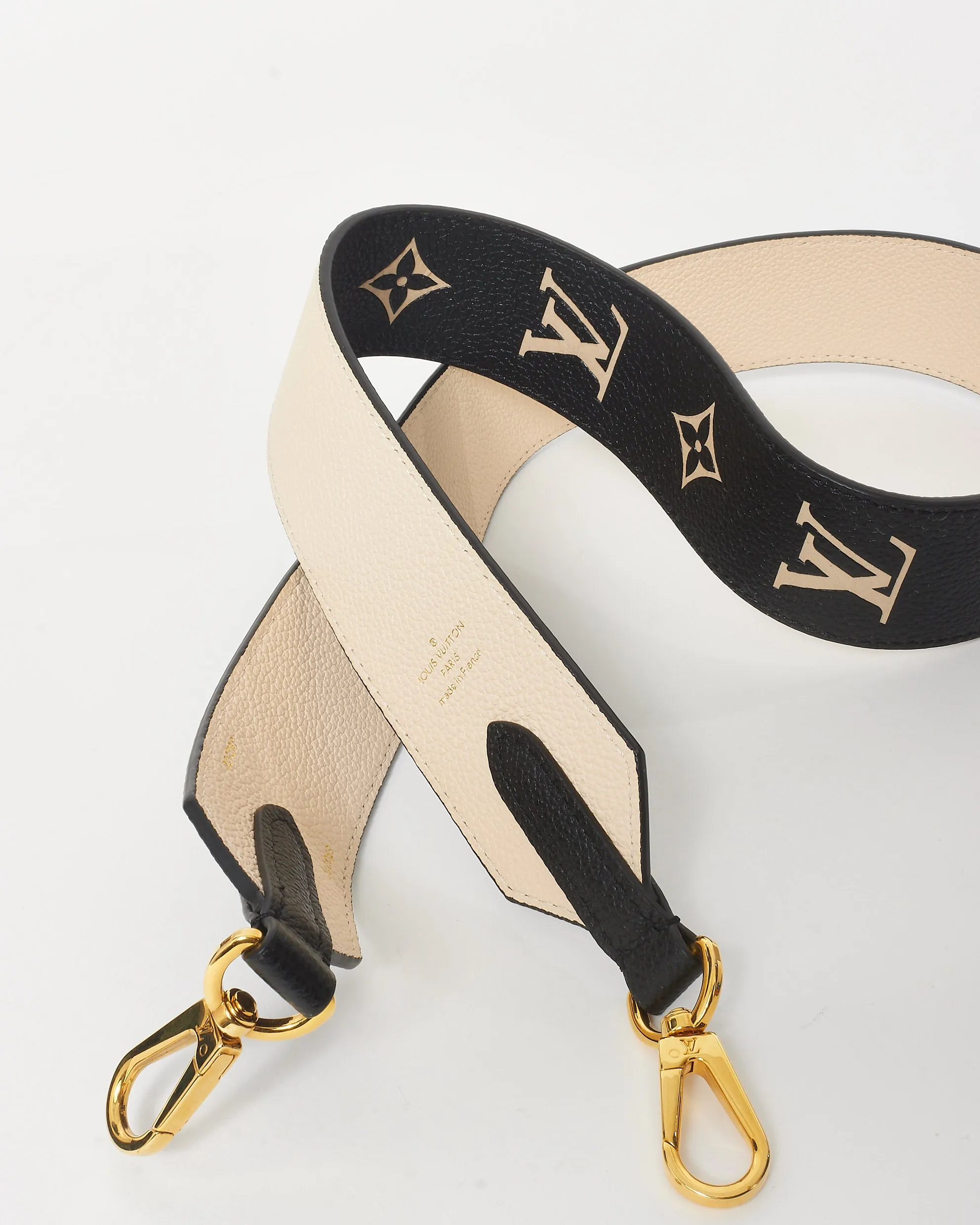 Louis Vuitton Black & Cream Monogram Empreinte Leather Strap