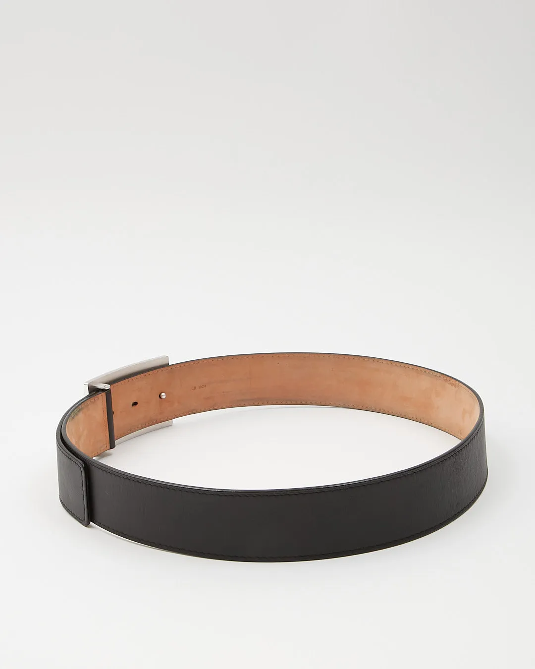 Louis Vuitton Black Leather Oversized Buckle Belt - 90/36