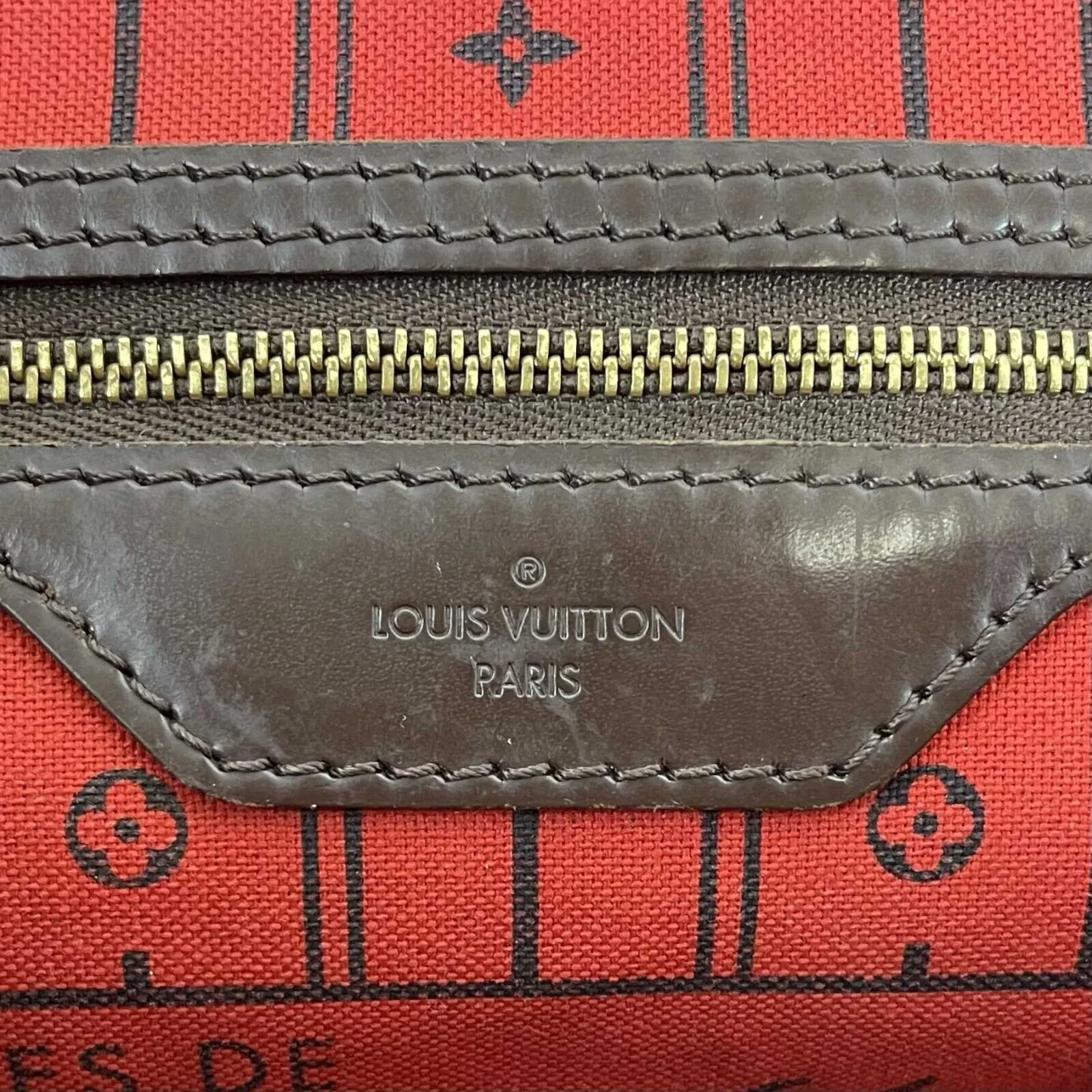 Louis Vuitton -Coated Canvas Damier Ebene MM Neverfull - Brown Tote