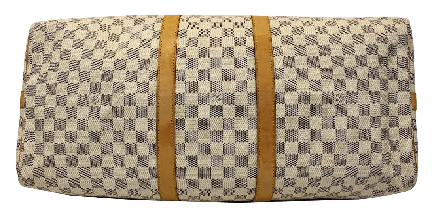 LOUIS VUITTON Damier Azur Keepall Bandouliere 55 Travel Bag
