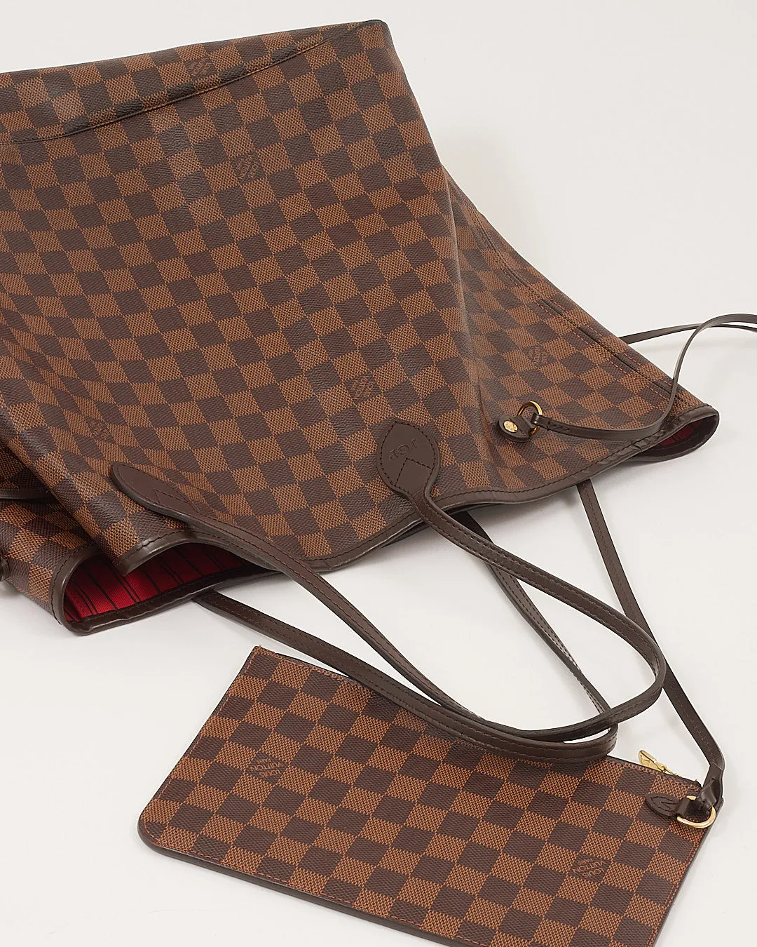 Louis Vuitton Damier Ebene Canvas Neverfull GM Tote Bag with Pouch
