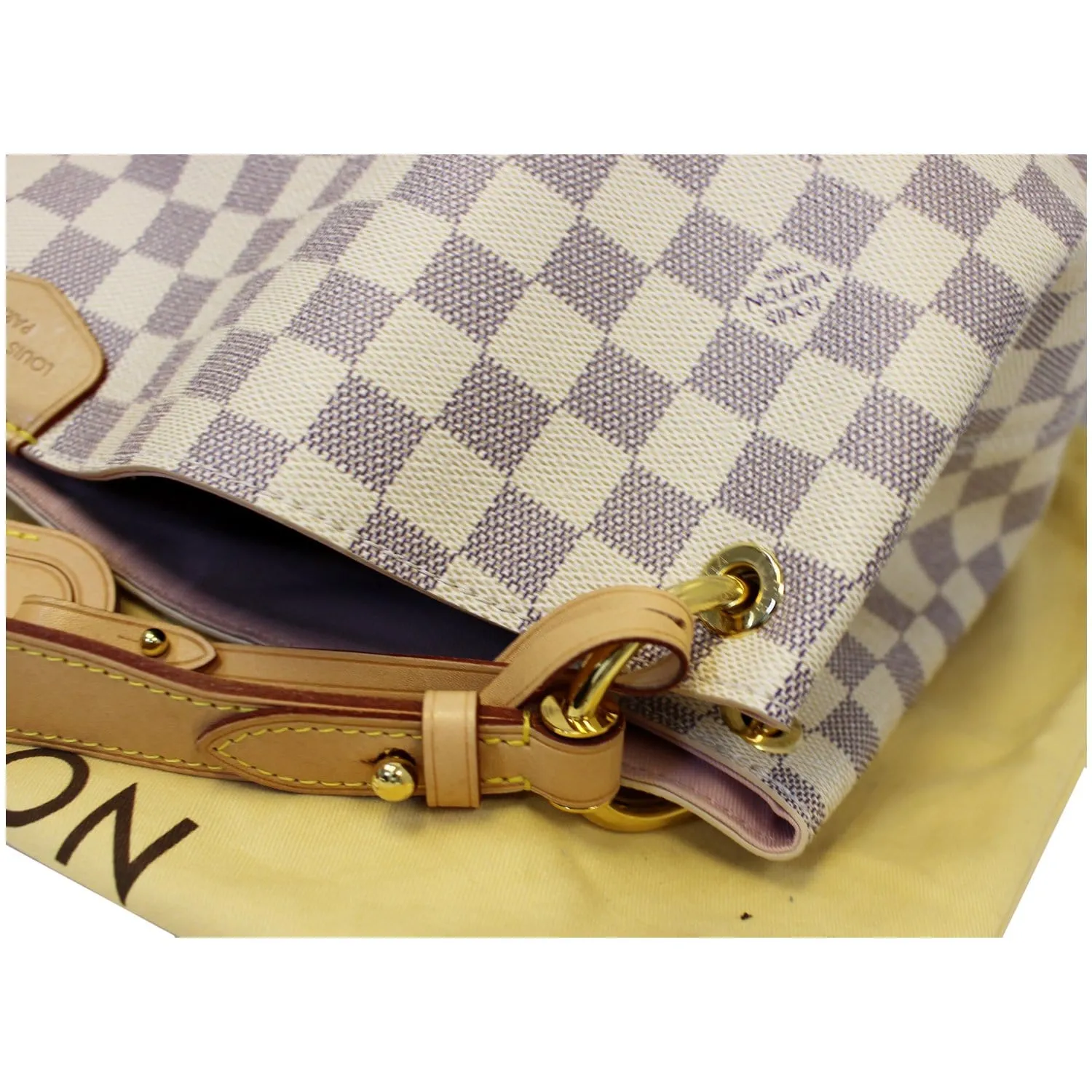 LOUIS VUITTON Graceful MM Damier Azur Shoulder Bag White