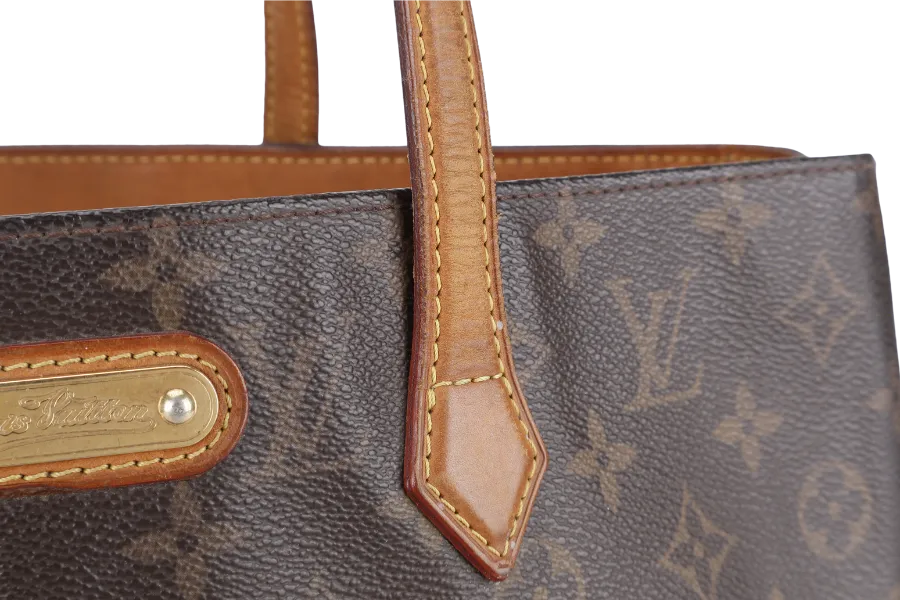 LOUIS VUITTON M45644 WILSHIRE TOTE BAG MM BROWN MONOGRAM CANVAS GOLD HARDWARE NO DUST COVER