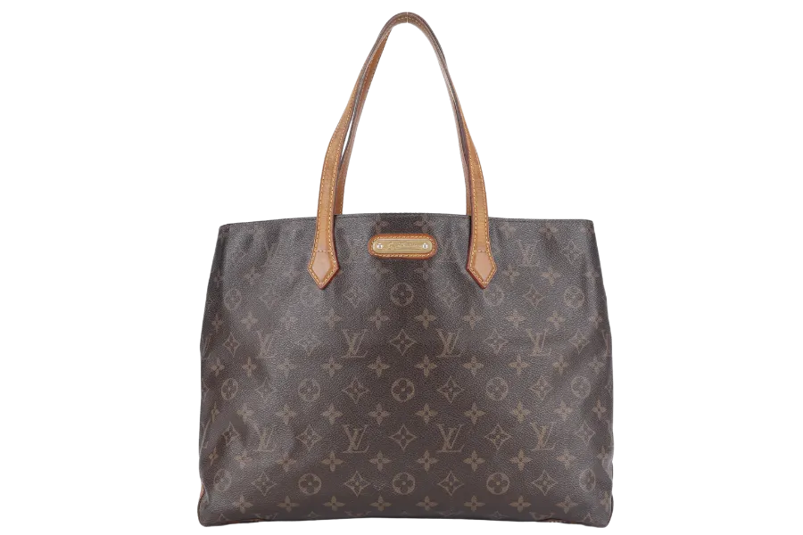 LOUIS VUITTON M45644 WILSHIRE TOTE BAG MM BROWN MONOGRAM CANVAS GOLD HARDWARE NO DUST COVER