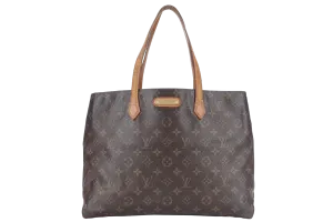 LOUIS VUITTON M45644 WILSHIRE TOTE BAG MM BROWN MONOGRAM CANVAS GOLD HARDWARE NO DUST COVER