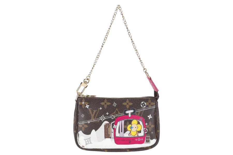 LOUIS VUITTON M68490 VIVIENNE MINI POCHETTE BROWN MONOGRAM CANVAS GOLD HARDWARE