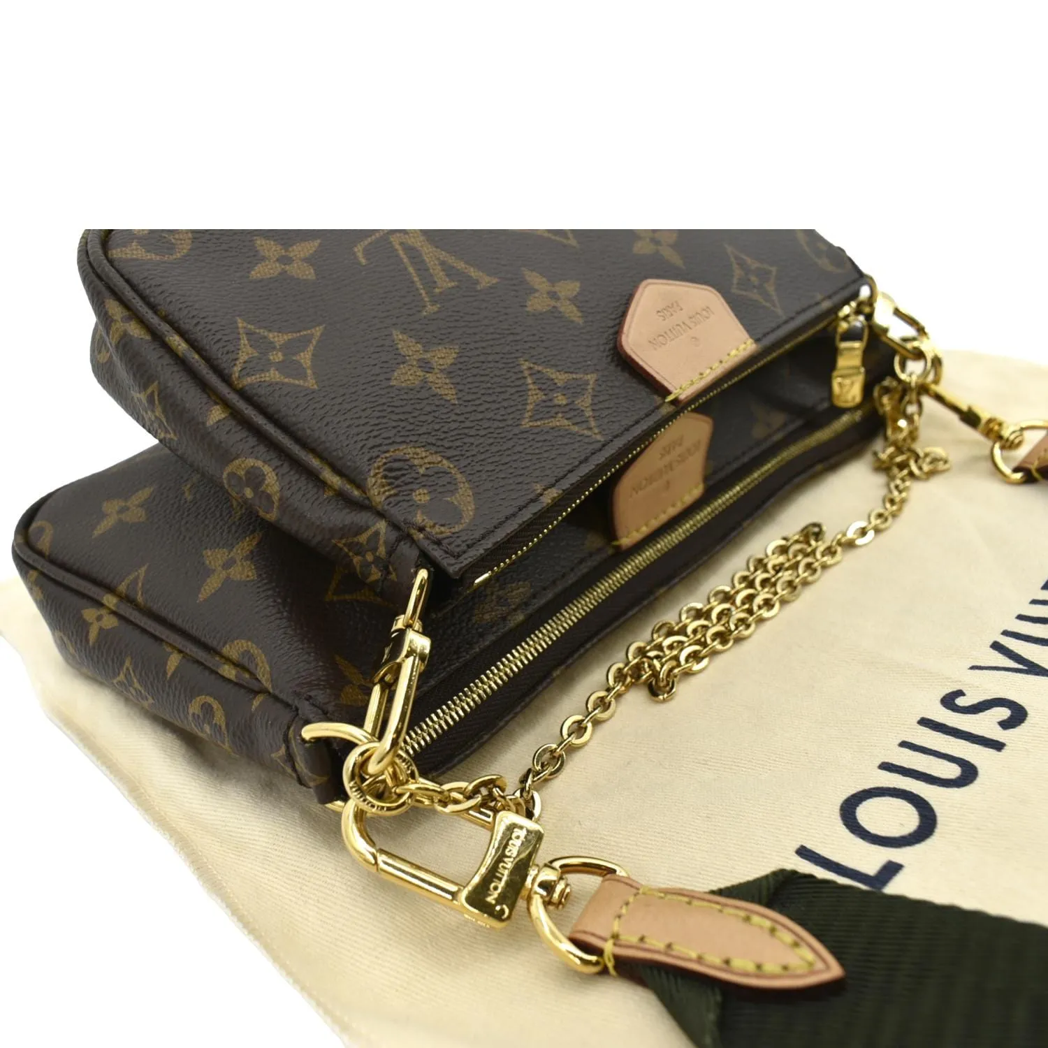 LOUIS VUITTON Multi Pochette Accessoires Monogram Canvas Shoulder Bag Khaki