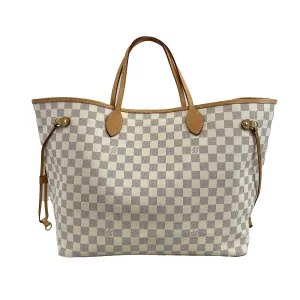 Louis Vuitton Neverfull GM Damier Azur W/Pouch White Handbag