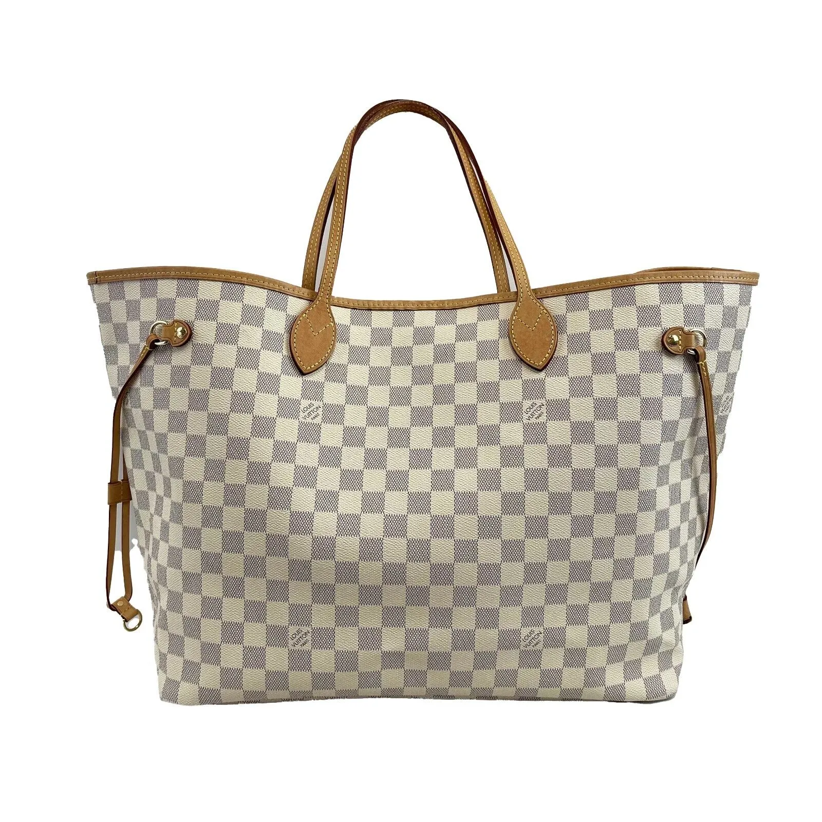 Louis Vuitton Neverfull GM Damier Azur W/Pouch White Handbag