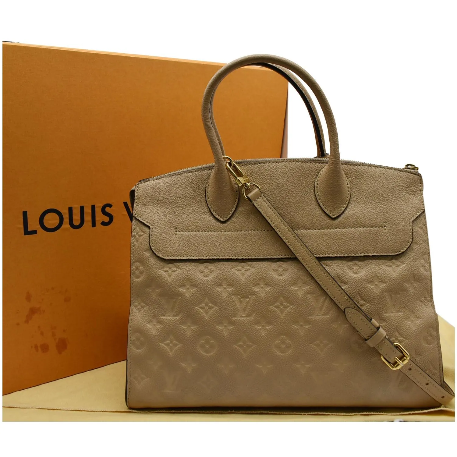 LOUIS VUITTON Pont Neuf MM Monogram Empreinte Leather Shoulder Bag Beige - 20% OFF
