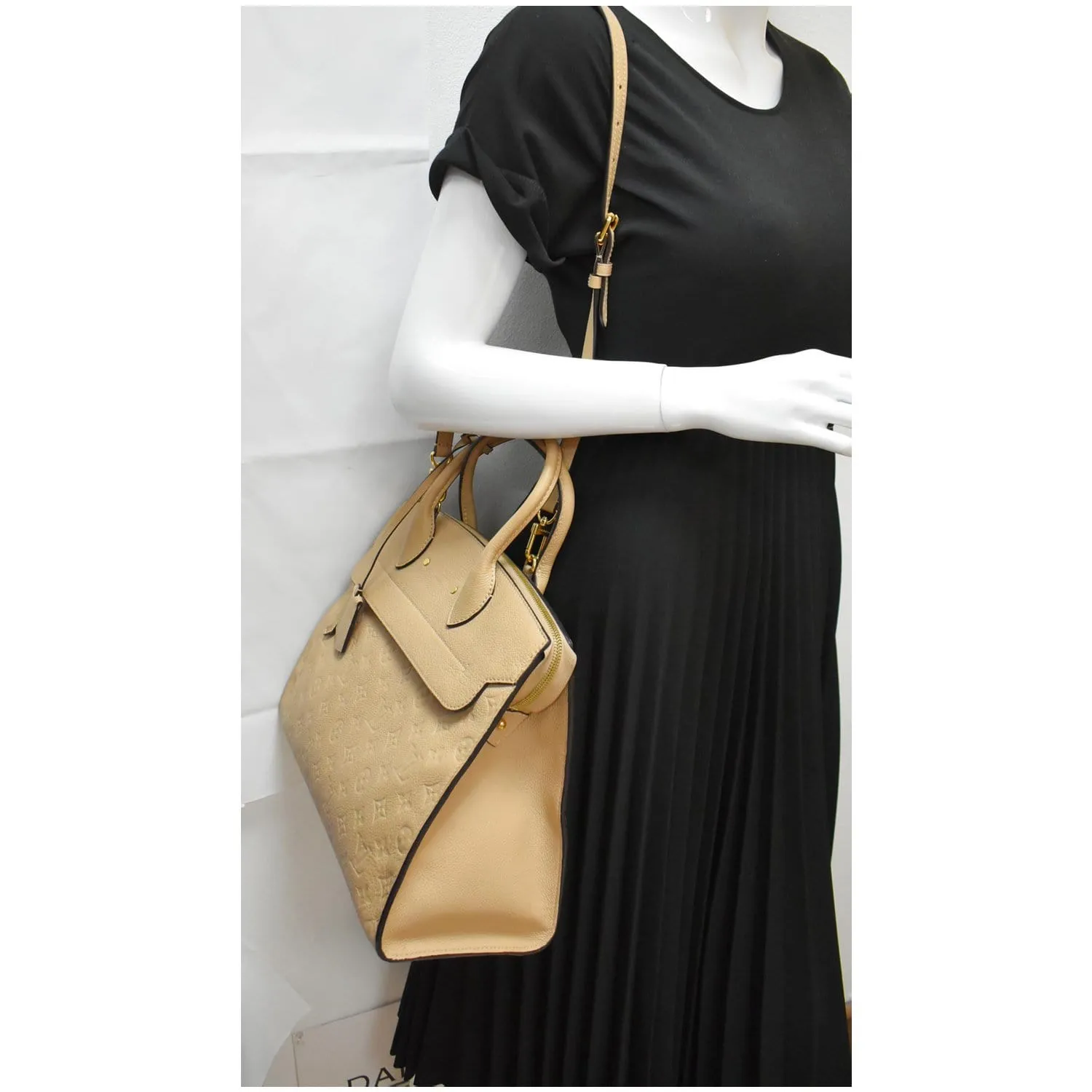 LOUIS VUITTON Pont Neuf MM Monogram Empreinte Leather Shoulder Bag Beige - 20% OFF