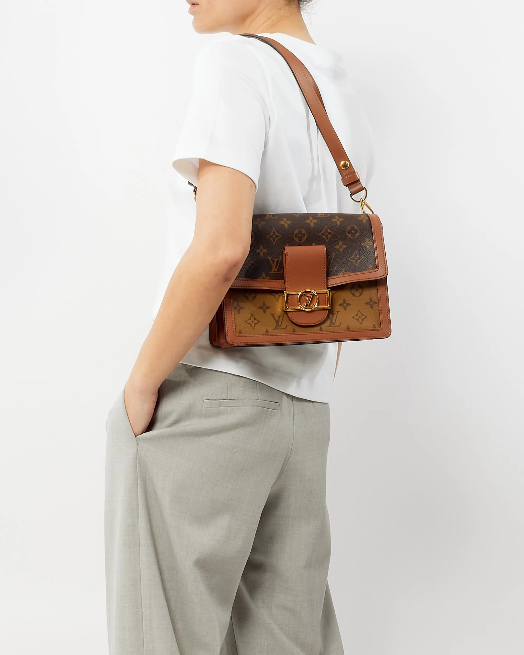 Louis Vuitton Reverse Monogram Canvas Dauphine MM Shoulder Bag