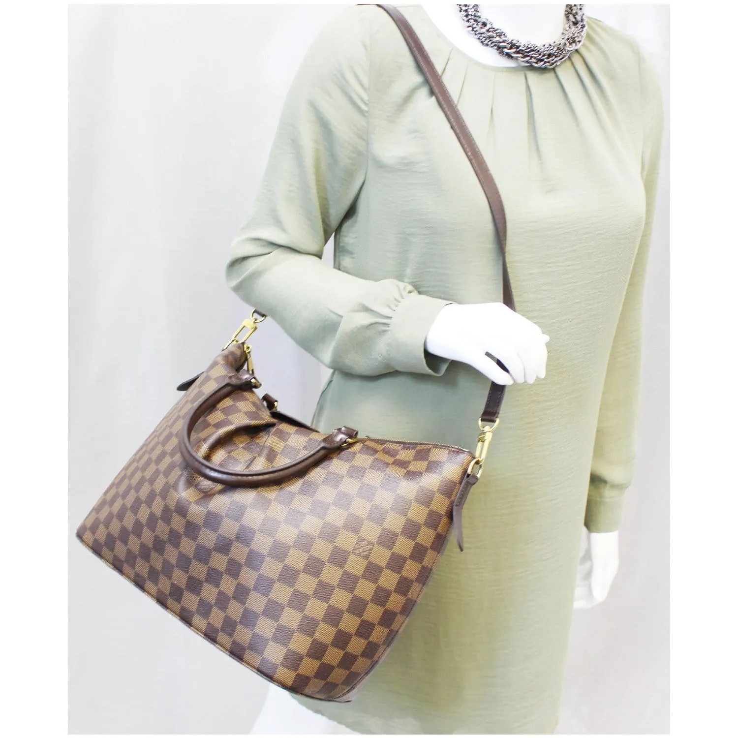 LOUIS VUITTON Siena GM Damier Ebene Shoulder Bag Brown