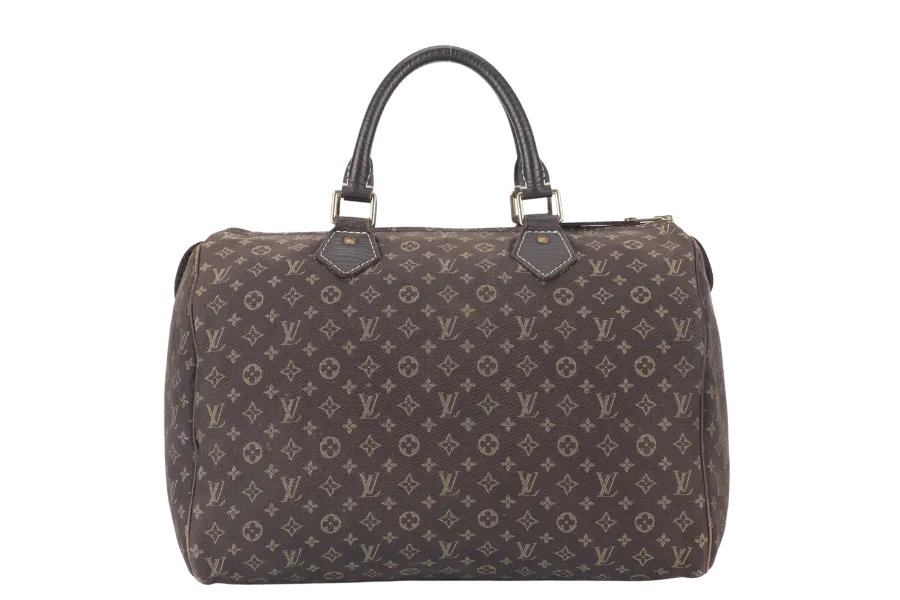 LOUIS VUITTON SPEEDY 30 (M95224) BROWN MINI LIN GOLD HARDWARE WITH DUST COVER