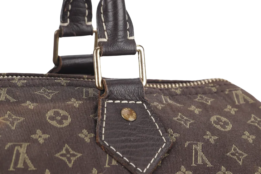 LOUIS VUITTON SPEEDY 30 (M95224) BROWN MINI LIN GOLD HARDWARE WITH DUST COVER