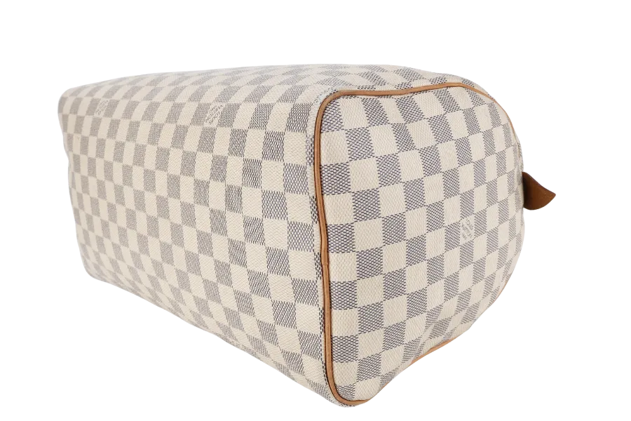 LOUIS VUITTON SPEEDY 35 DAMIER AZUR CANVAS GOLD HARDWARE WITH DUST COVER