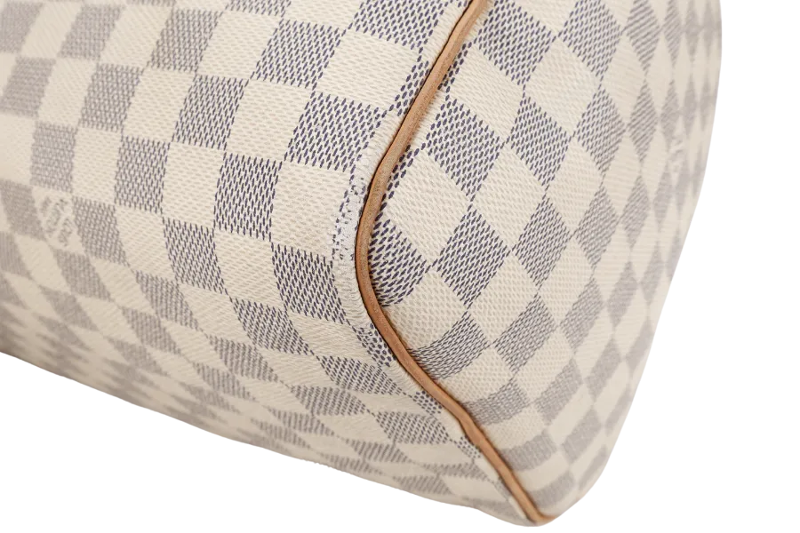 LOUIS VUITTON SPEEDY 35 DAMIER AZUR CANVAS GOLD HARDWARE WITH DUST COVER