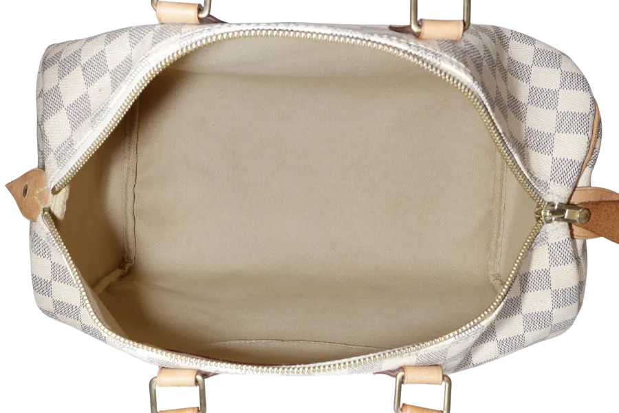 LOUIS VUITTON SPEEDY 35 DAMIER AZUR CANVAS GOLD HARDWARE WITH DUST COVER