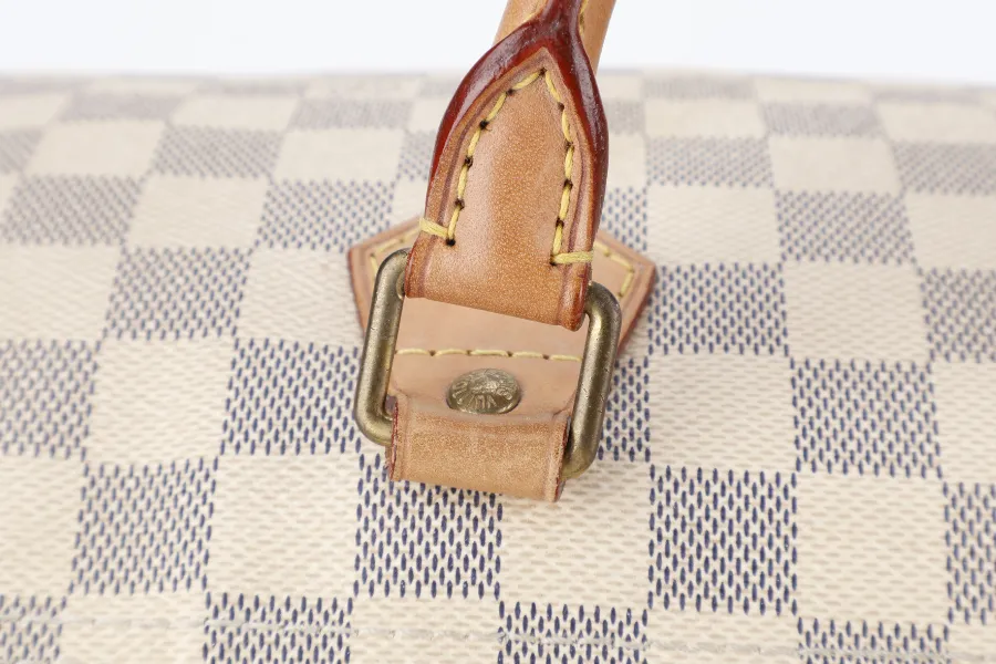 LOUIS VUITTON SPEEDY 35 DAMIER AZUR CANVAS GOLD HARDWARE WITH DUST COVER