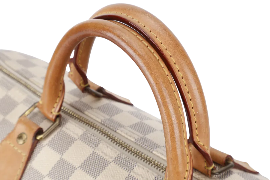 LOUIS VUITTON SPEEDY 35 DAMIER AZUR CANVAS GOLD HARDWARE WITH DUST COVER