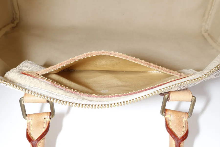 LOUIS VUITTON SPEEDY 35 DAMIER AZUR CANVAS GOLD HARDWARE WITH DUST COVER