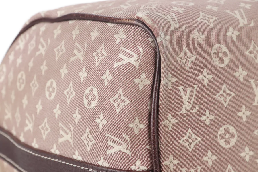 LOUIS VUITTON SPEEDY BANDOULIERE 30 MINI LIN CANVAS GOLD HARDWARE WITH DUST COVER, STRAPS,  LOCK AND KEYS