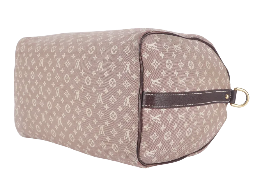 LOUIS VUITTON SPEEDY BANDOULIERE 30 MINI LIN CANVAS GOLD HARDWARE WITH DUST COVER, STRAPS,  LOCK AND KEYS