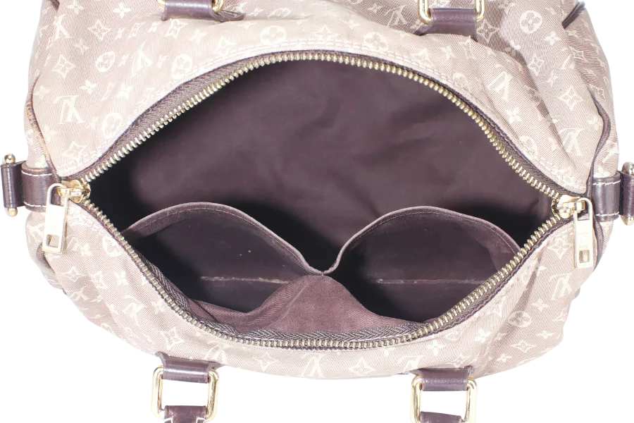 LOUIS VUITTON SPEEDY BANDOULIERE 30 MINI LIN CANVAS GOLD HARDWARE WITH DUST COVER, STRAPS,  LOCK AND KEYS