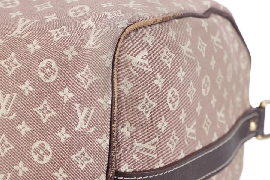 LOUIS VUITTON SPEEDY BANDOULIERE 30 MINI LIN CANVAS GOLD HARDWARE WITH DUST COVER, STRAPS,  LOCK AND KEYS