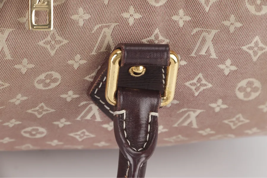 LOUIS VUITTON SPEEDY BANDOULIERE 30 MINI LIN CANVAS GOLD HARDWARE WITH DUST COVER, STRAPS,  LOCK AND KEYS