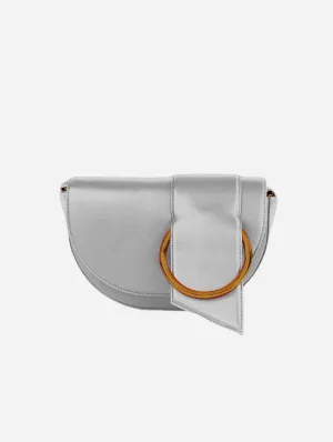 Luna Apple Leather Vegan Shoulder Bag | Silver